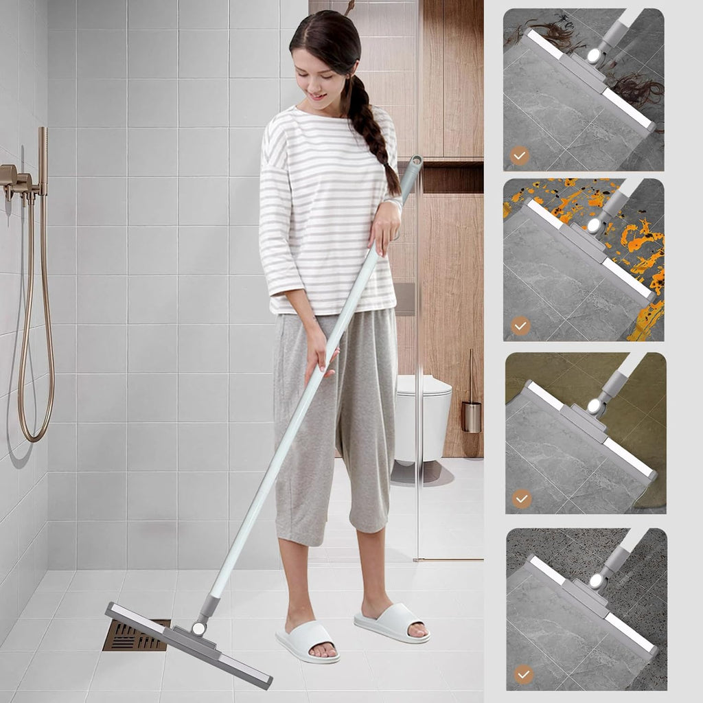 Squeegee Broom for Floor Shower Squeegee with Long Handle Rubber Wiper for Bathroom Tile Shower