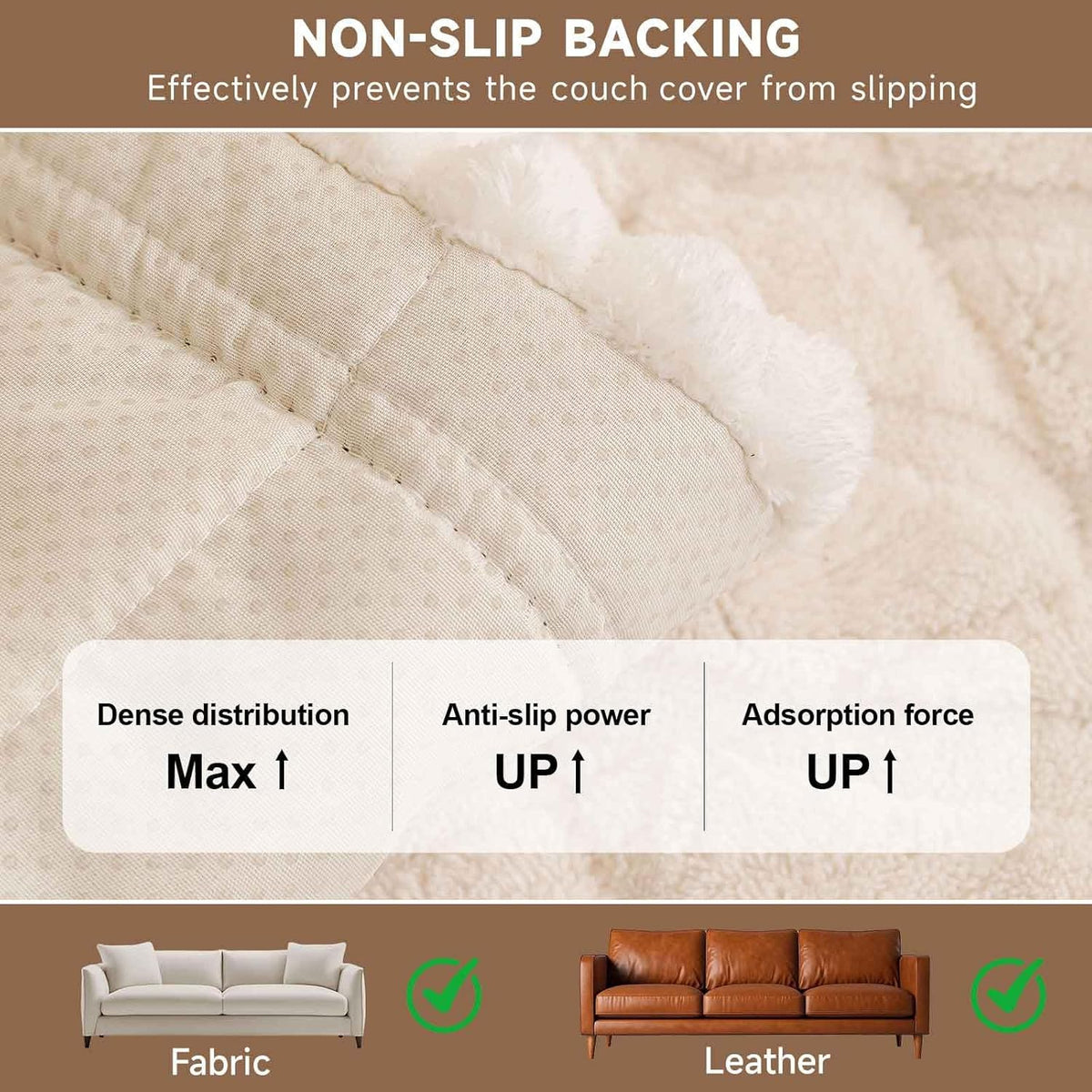 OTOB Couch Covers for 3 Cushion Couch Sofa Pet Friendly, Washable & Non Slip Geometric Jacquard