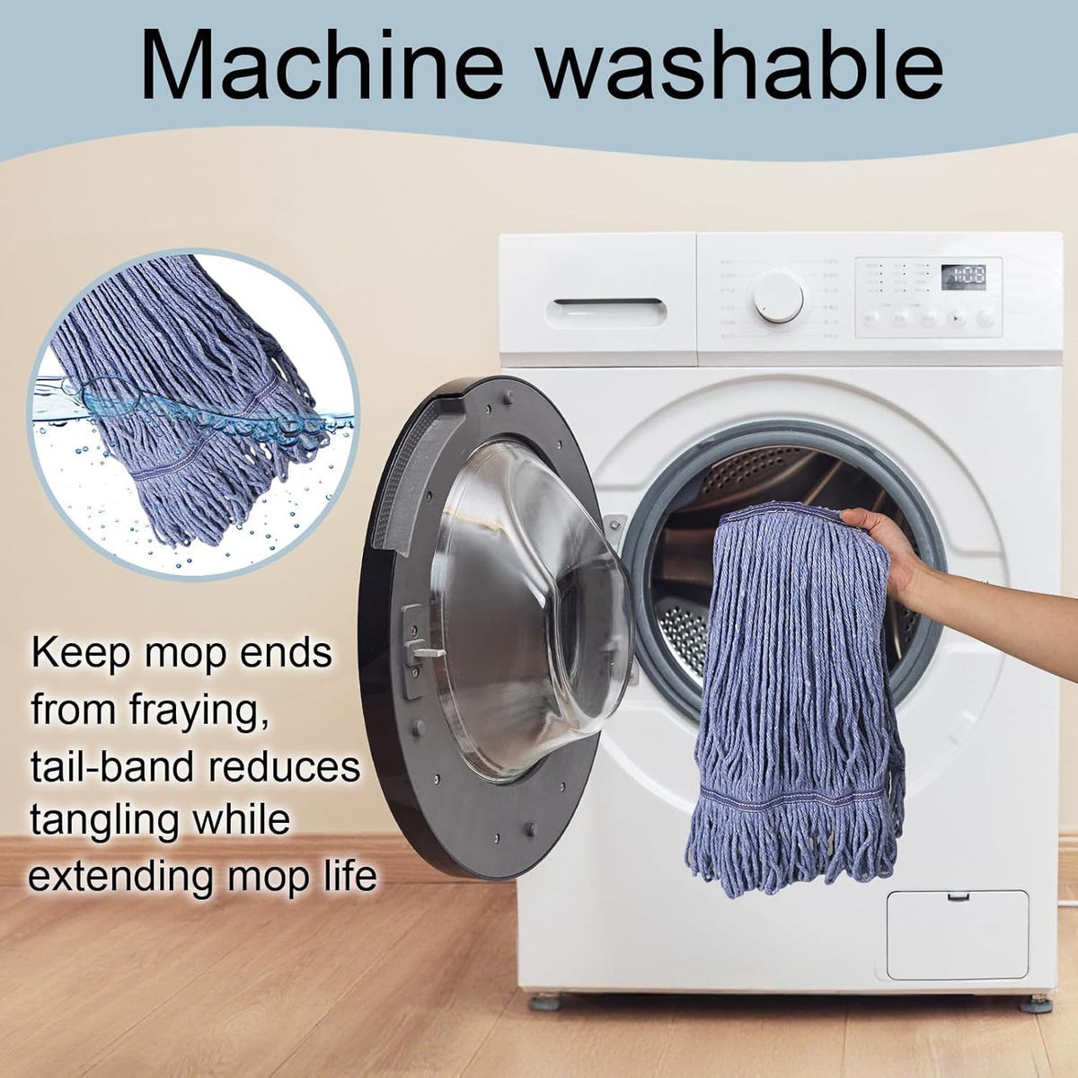 JERIA 8 Pack Heavy Duty Mop Head Replacements,String Mop Head for Commercial,Used for Home,Office