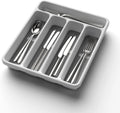 5-Slot Utensil Drawer Organizer for Silverware & Cutlery | Large Plastic Utensil Holder with