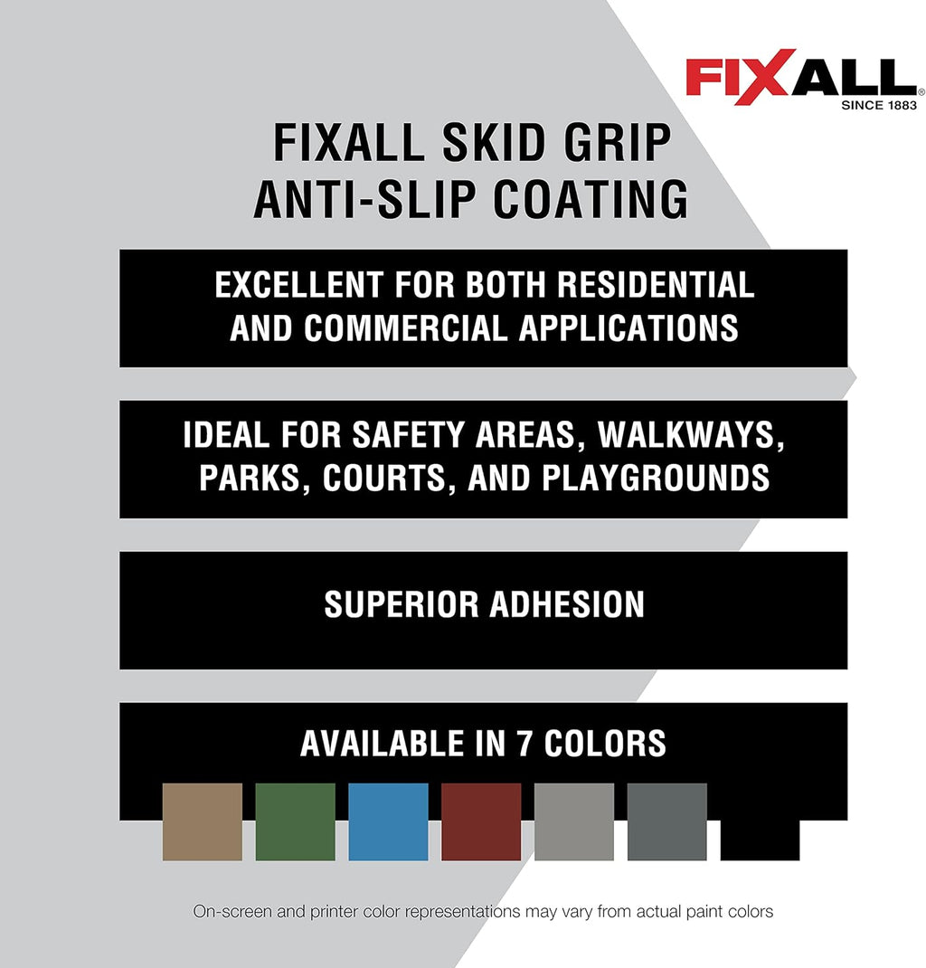FIXALL Skid Grip Anti-Slip Coating, 5 Gallons, Crimson, Exceeds ADA Standards, Ideal for Safety