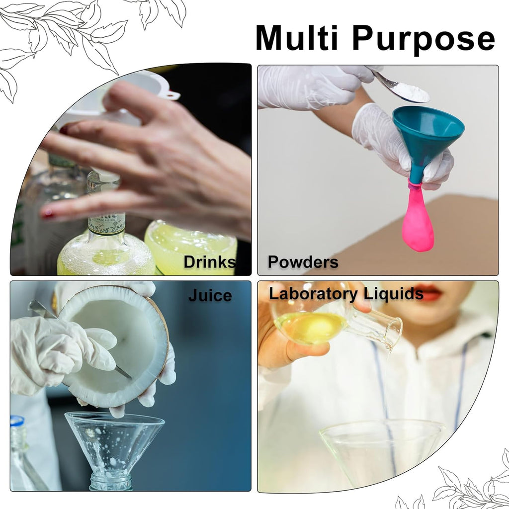 PATIKIL 3.5 Inch Clear Plastic Funnel, 8 Pcs Wide Mouth Multipurpose Transfer Funnel with Long