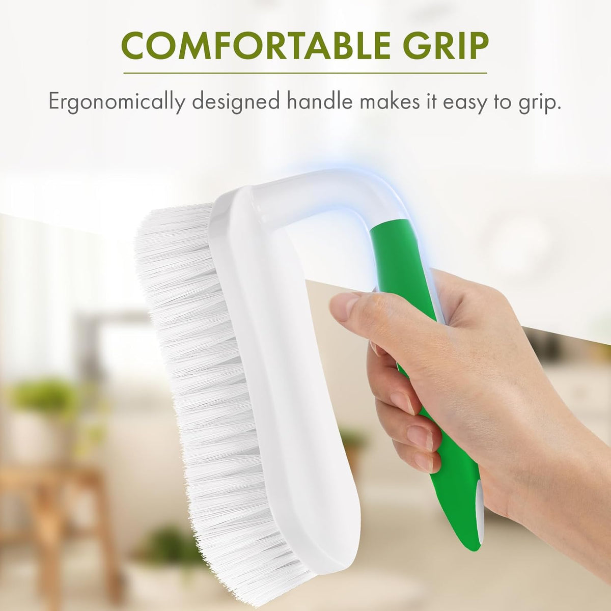 Amazer Scrub Brush for Cleaning Comfort Grip Shower Scrubber Stiff Bristles with Handle Heavy Duty