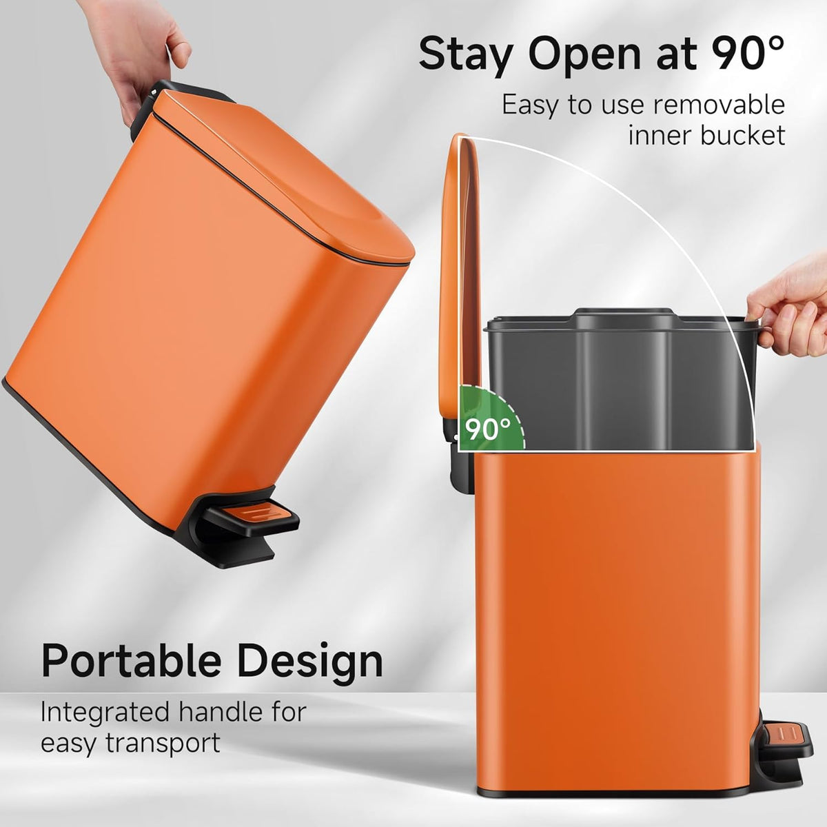 TIPGO Small Bathroom Trash Can with Lid Soft Close, 6 Liter / 1.6 Gallon Stainless Steel Garbage