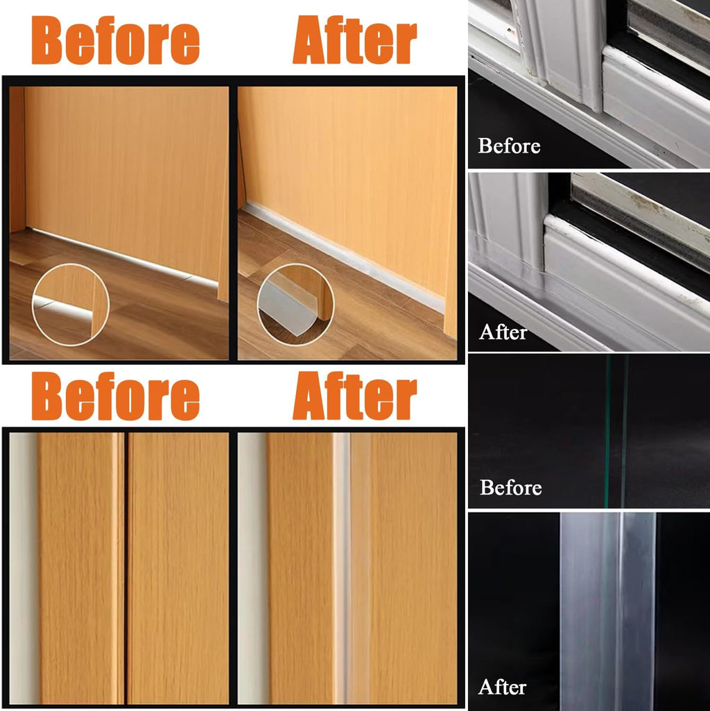 No Residue 32.8FT Door Weather Stripping Door Seal Strip, Silicone Sealing Sticker Sealing Tape for