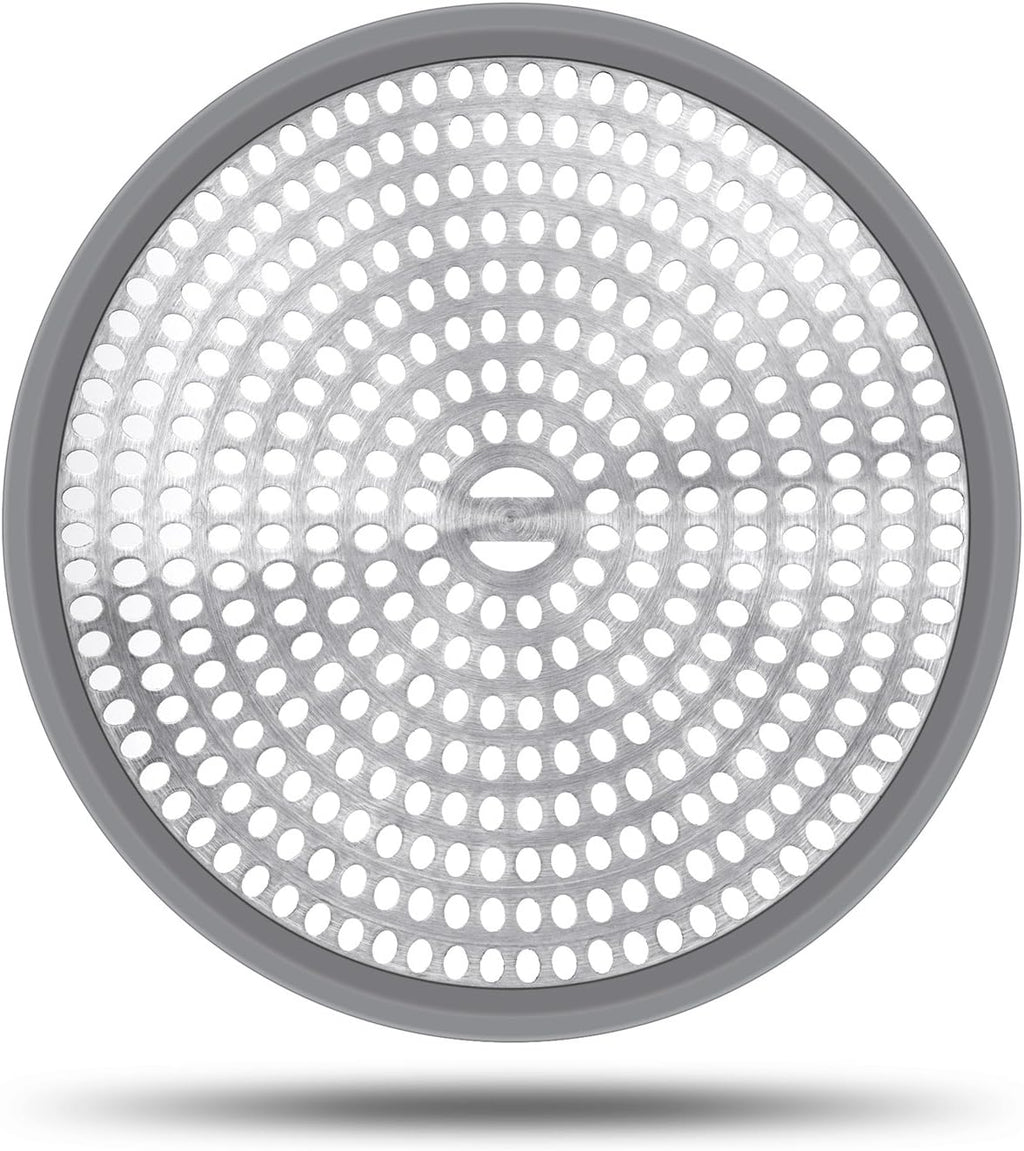 LEKEYE Shower Hair Catcher Drain Protector Strainer-Steel & Silicone 2 Pack
