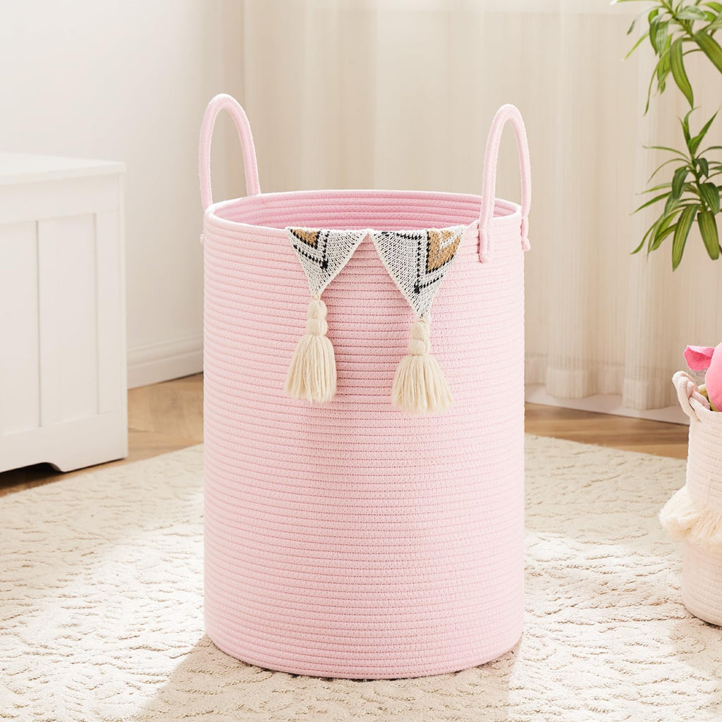 Laundry Basket,Woven Cotton Rope Laundry Hamper,40L for Decorative Storage of Dirty Clothes,Toys