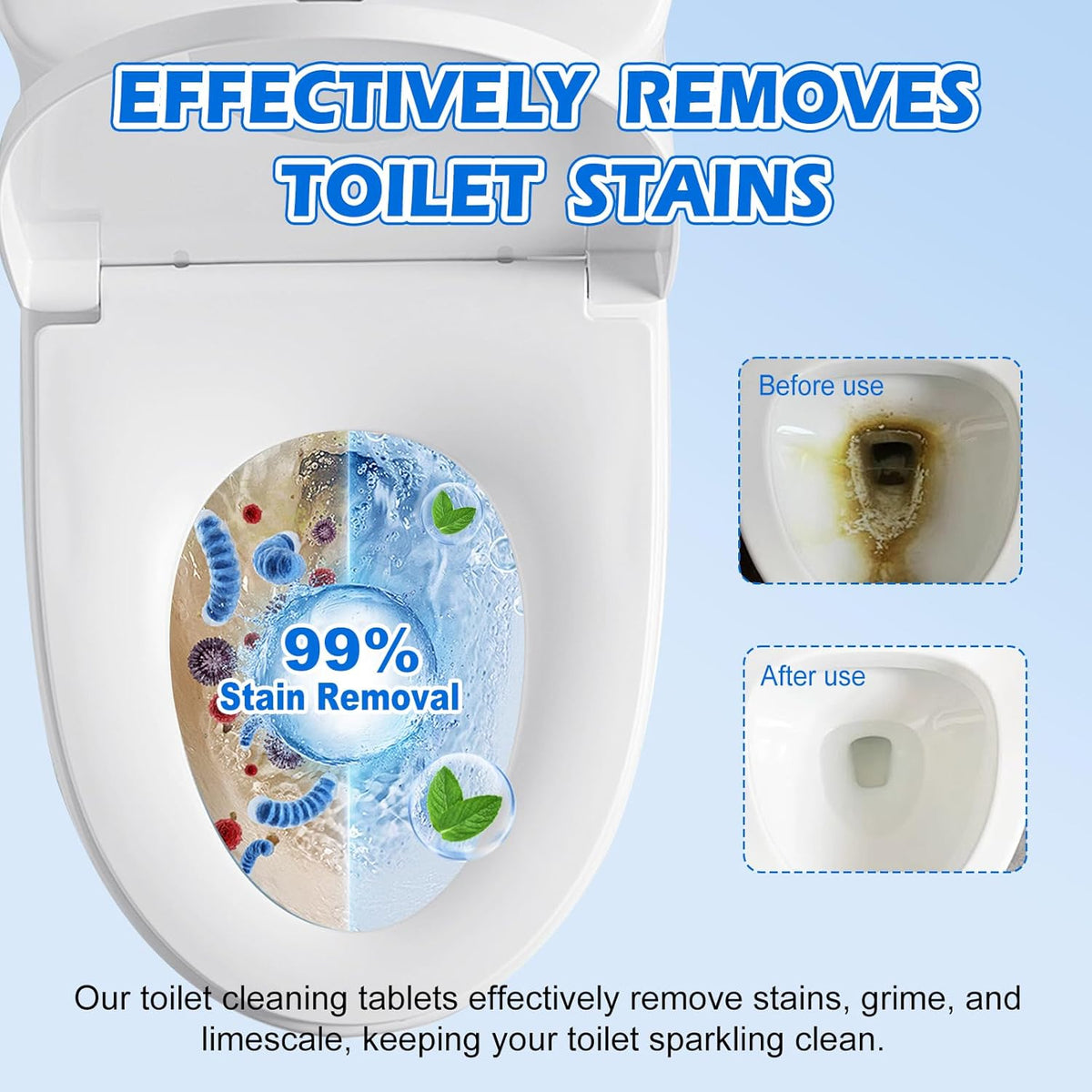 Automatic Toilet Bowl Cleaner Tablets–Fresh Scent,50 PACK,Long-Lasting Clean–Safe for Tanks&Pipes