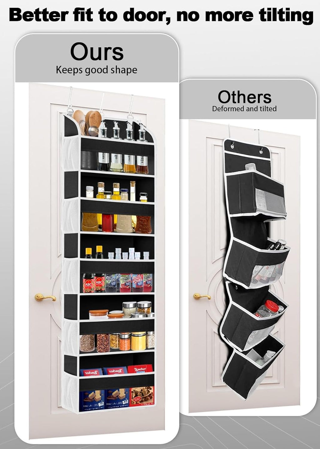 1 Pack Over The Door Storage Organizer with 5 Pockets 10 Mesh Side Pockets, 44 lbs Weight Capacity