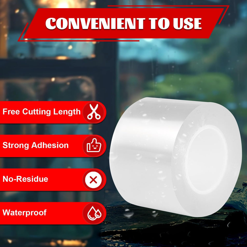 Transparent Window Weather Sealing Tape 2 Inch x 16.5 FT Weather Stripping Residue-Free Clear