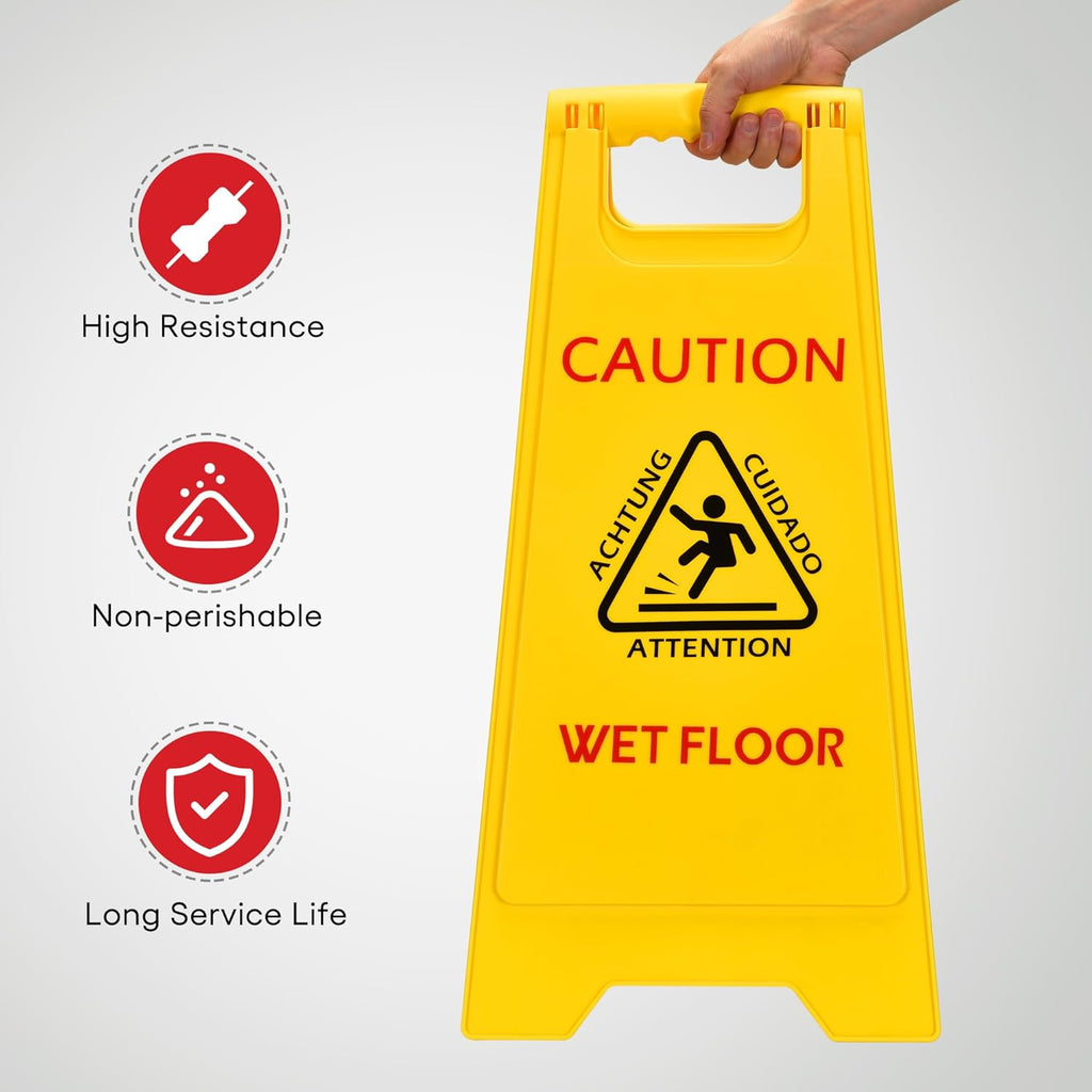MATTHEW CLEANING 25'' Industrial Wet Floor Sign 12 Pack 2-Sided Safety A-Frame Birght Yellow