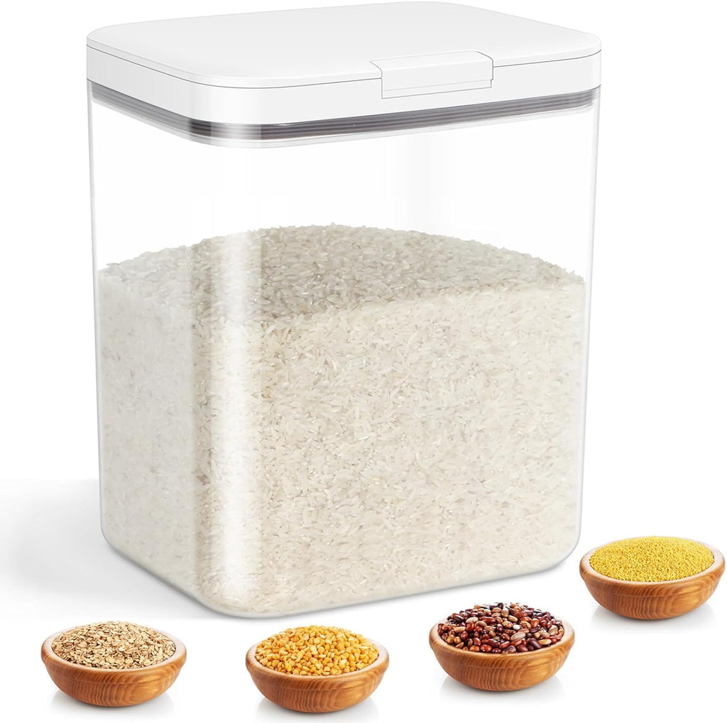 Rice Storage Container - 5.8 Qt | 11 Lbs Crystal-Clear Plastic Food Storage Container Bin with