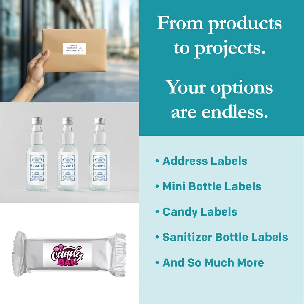 Premium Label Supply White Sticker Bottle Labels – 3" x 1.5" – Laser/Inkjet Compatible – (14 per