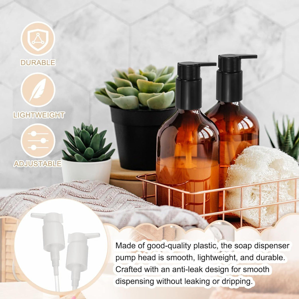 uxcell 4 Pcs Soap Dispenser Pump Heads, Hand Soap Dispensers Top Pumps Replacement Clip-on Pumphead