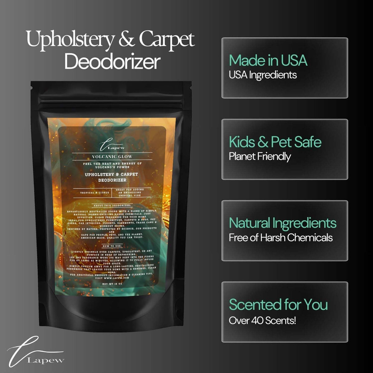 Volcanic Glow Carpet Freshener Powder: Powerful Odor Eliminator for Home, Upholstery Deodorizer