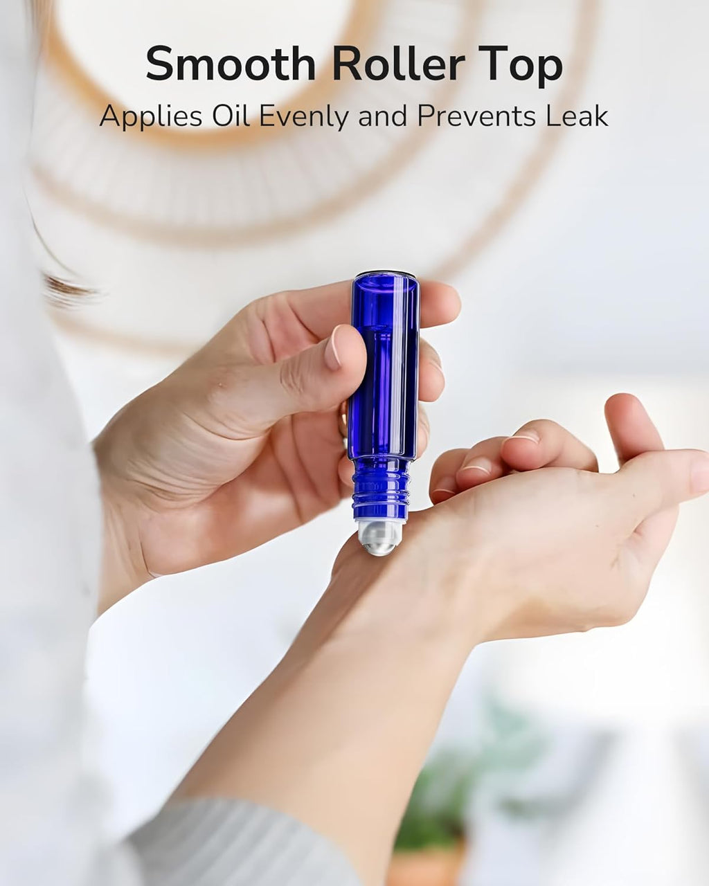 ULG Essential Oil Roller Bottles 48 Pack 10ml Cobalt Blue Glass Empty Bottles with Stainless Steel