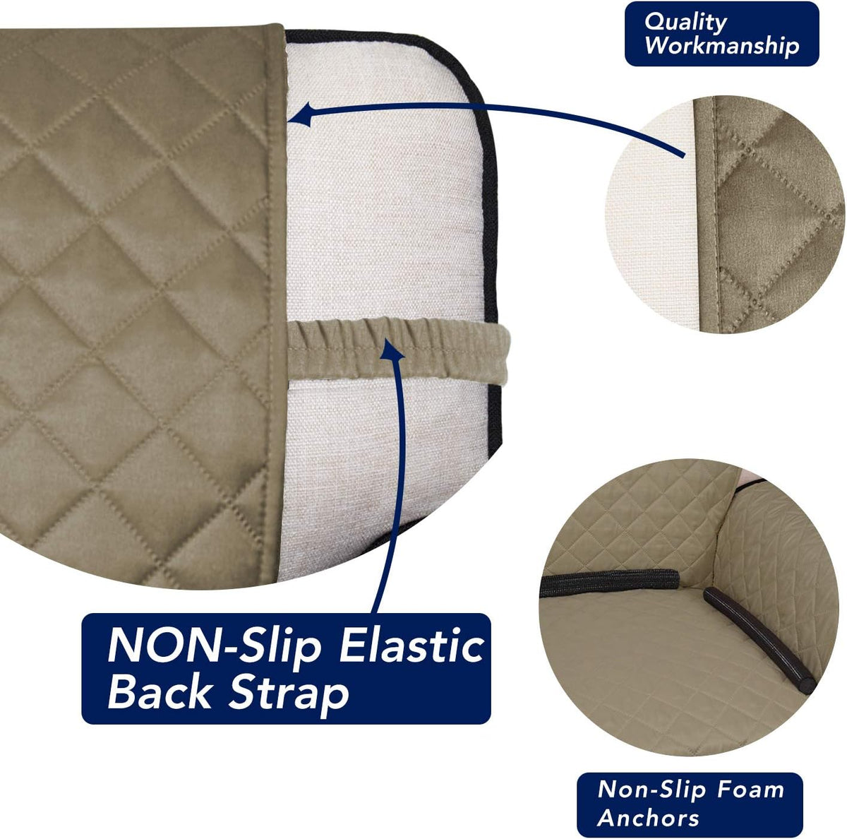 PureFit Reversible Quilted Sofa Cover, Water Resistant Slipcover Furniture Protector, Washable