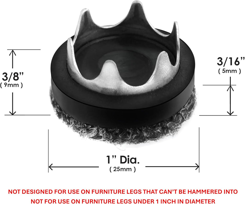 Gorilla Outdoor 1 inch Furniture Feet Floor Protectors/Weatherproof Berber Glides (Set of 8) Hammer