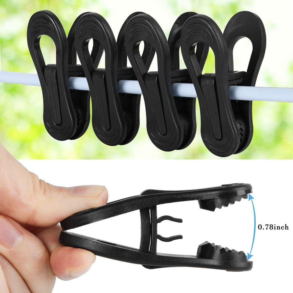 Tinfol 50pc Plastic Coat Hanger Clips, Black Strong Pinch Grip Finger Clips for Skirt Pant Hangers