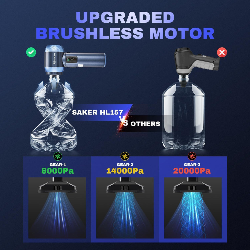 Saker Car Vacuum Portable Cordless 20000Pa Suction Power 4 in 1 Handheld Vacuum with LED Light
