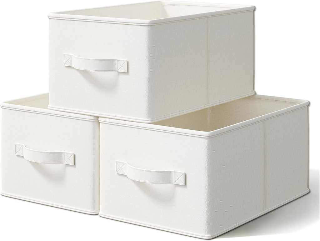 3 Pack Fabric Storage Bins for Shelves | 11.5x8.75x6.5in Storage Baskets | Fabric Closet Organizers
