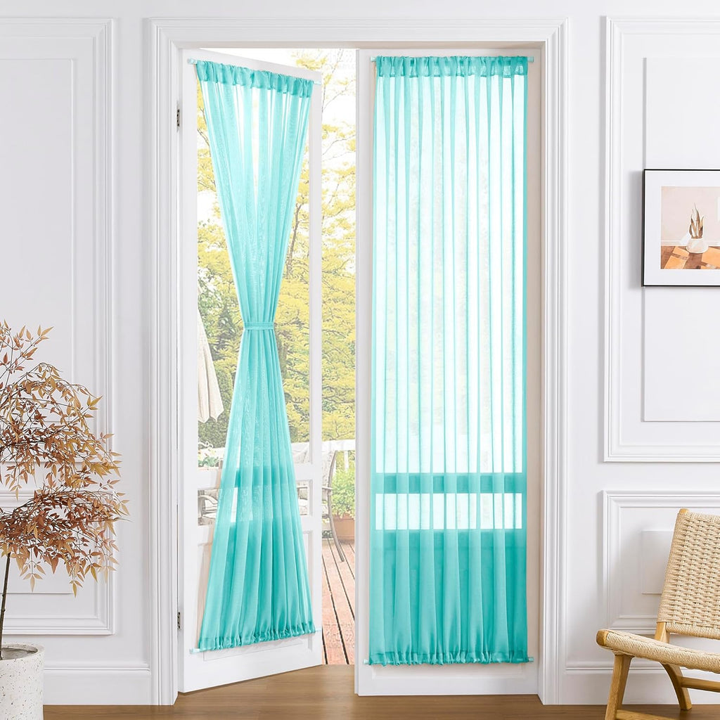 Tollpiz Sheer Door Curtains Closet Linen Textured Curtain Sheers Doorway Light Filtering Voile