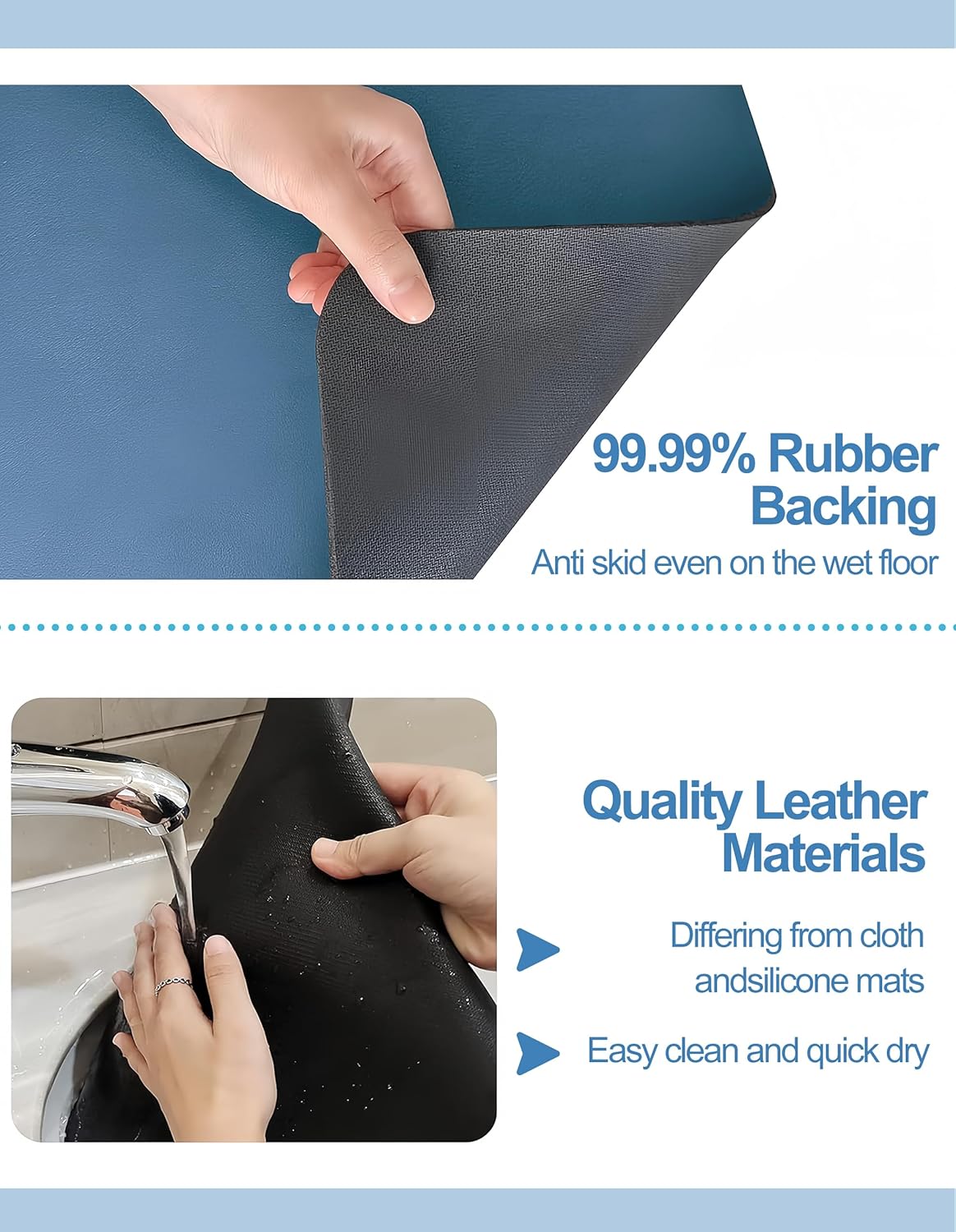 Dish Drying Mat for Kitchen Counter, 12"x19" Dish Drying Pad with Non-slip Rubber Backed, Hide