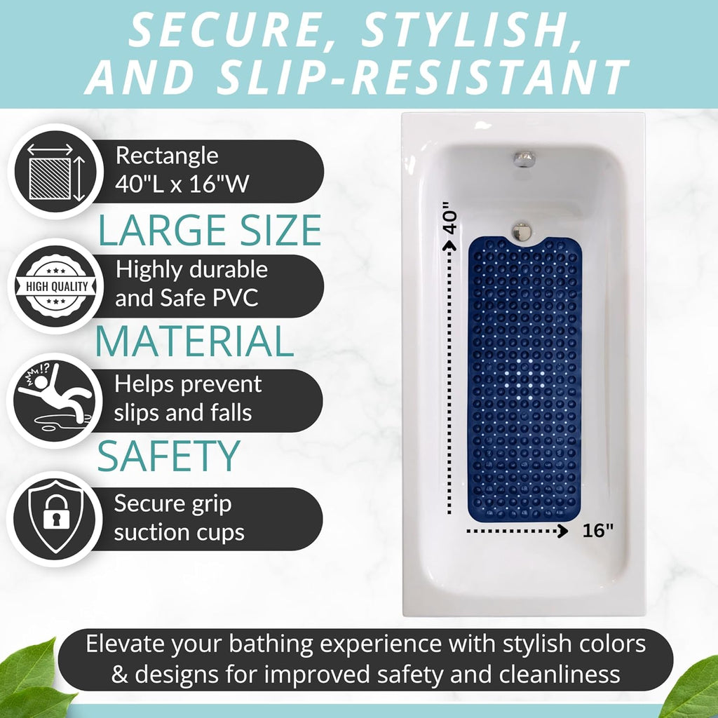 ENKOSI Bath Mat - Large Non Slip Bathtub & Shower Mat - Extra Long 40 x 16 Inch Bathroom Mats for