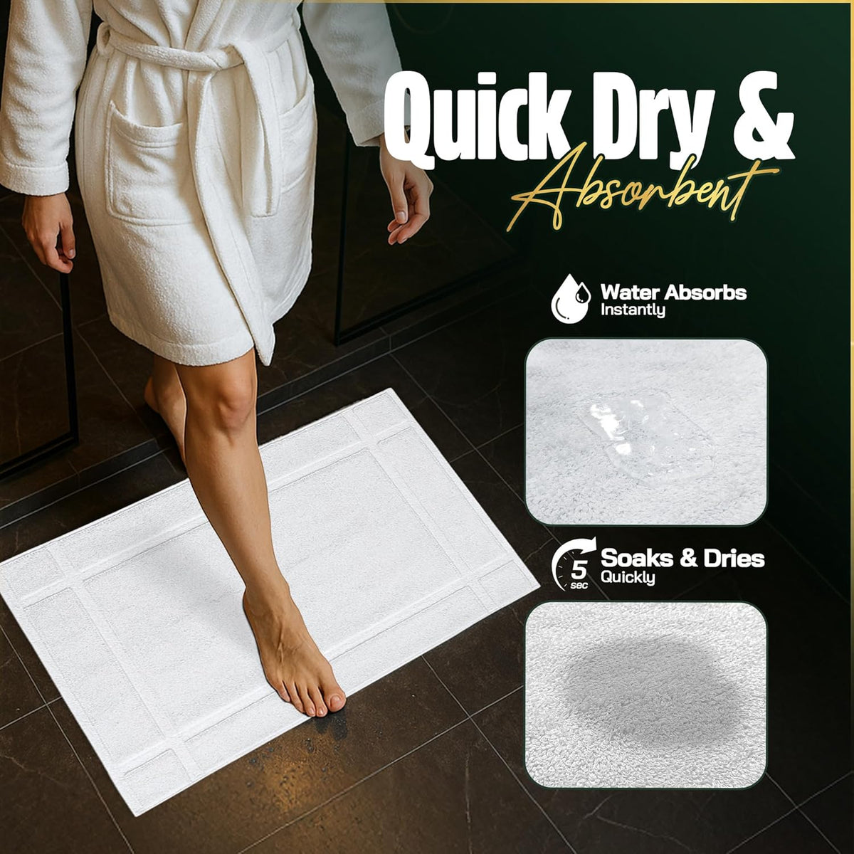Pearl Linens Pack of 6 100% Cotton Bath Mat 18x25 inches, Soft & Absorbent Quick Dry Bathroom Mat