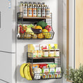 2 Pack Magnetic Shelf for Fridge with Wood Lid, Fruit Potato and Onion Storage Bins, Pantry