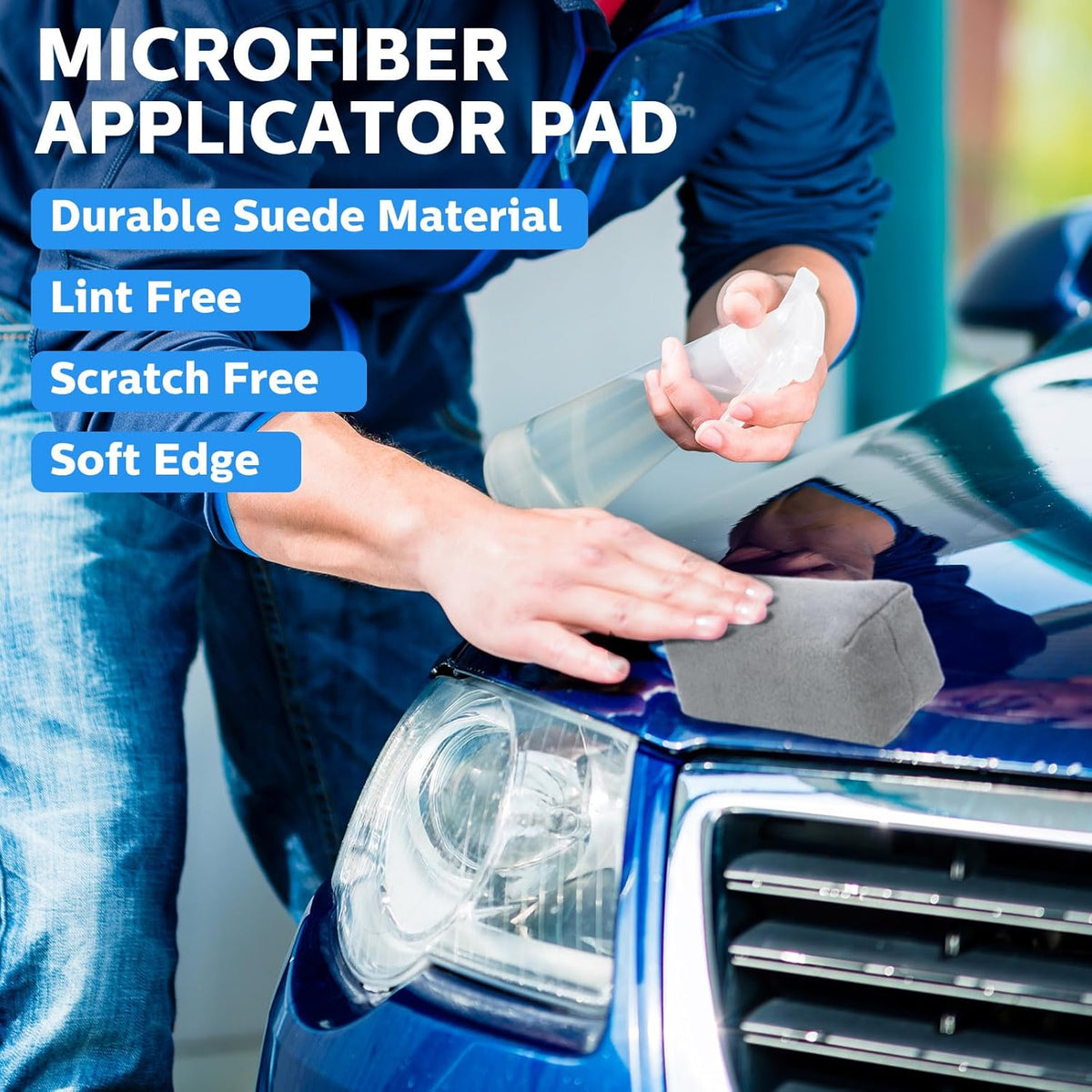 Riakrum 18 Pack Microfiber Applicator Pads Suede Car Detailing Sponge Ceramic Coating Applicator