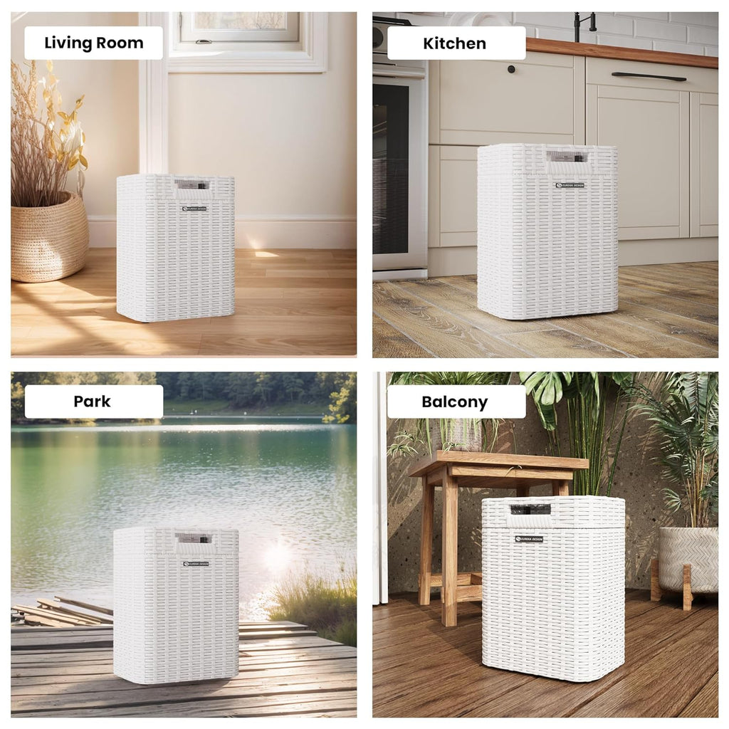 Ypati Handwoven 4 Gallon Rattan Trash Can with Lid, Boho Style Decorative Indoor and Outdoor Trash