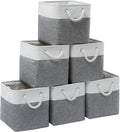 11 x 11 Inch Storage Cubes, 6 Pack Large Collapsible Fabric Storage Bin with Ropes, Foldable