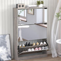 Shoe Cabinet with 3-Flip Mirror Drawers, Freestanding Shoe Rack Organizer with Hidden Handle, Slim