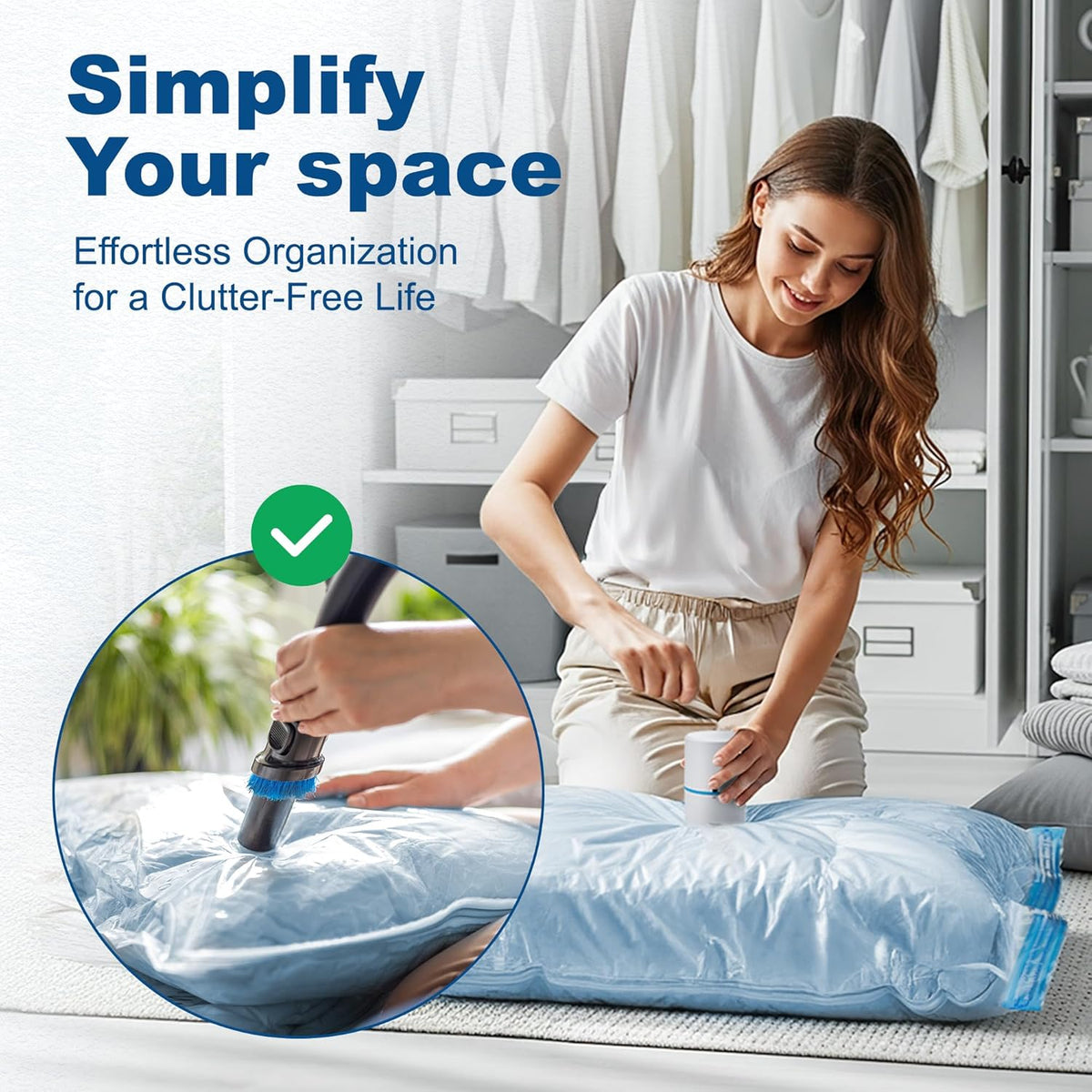 HOUSE DAY 10 Medium Vacuum Seal Bags For Clothing Travel, 80% Space Saving Travel Vacuum Bags with