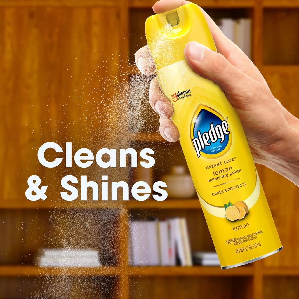 Pledge Enhancing Polish, Furniture & Wood Spray, Lemon Scent, 9.7oz (Pack of 3)