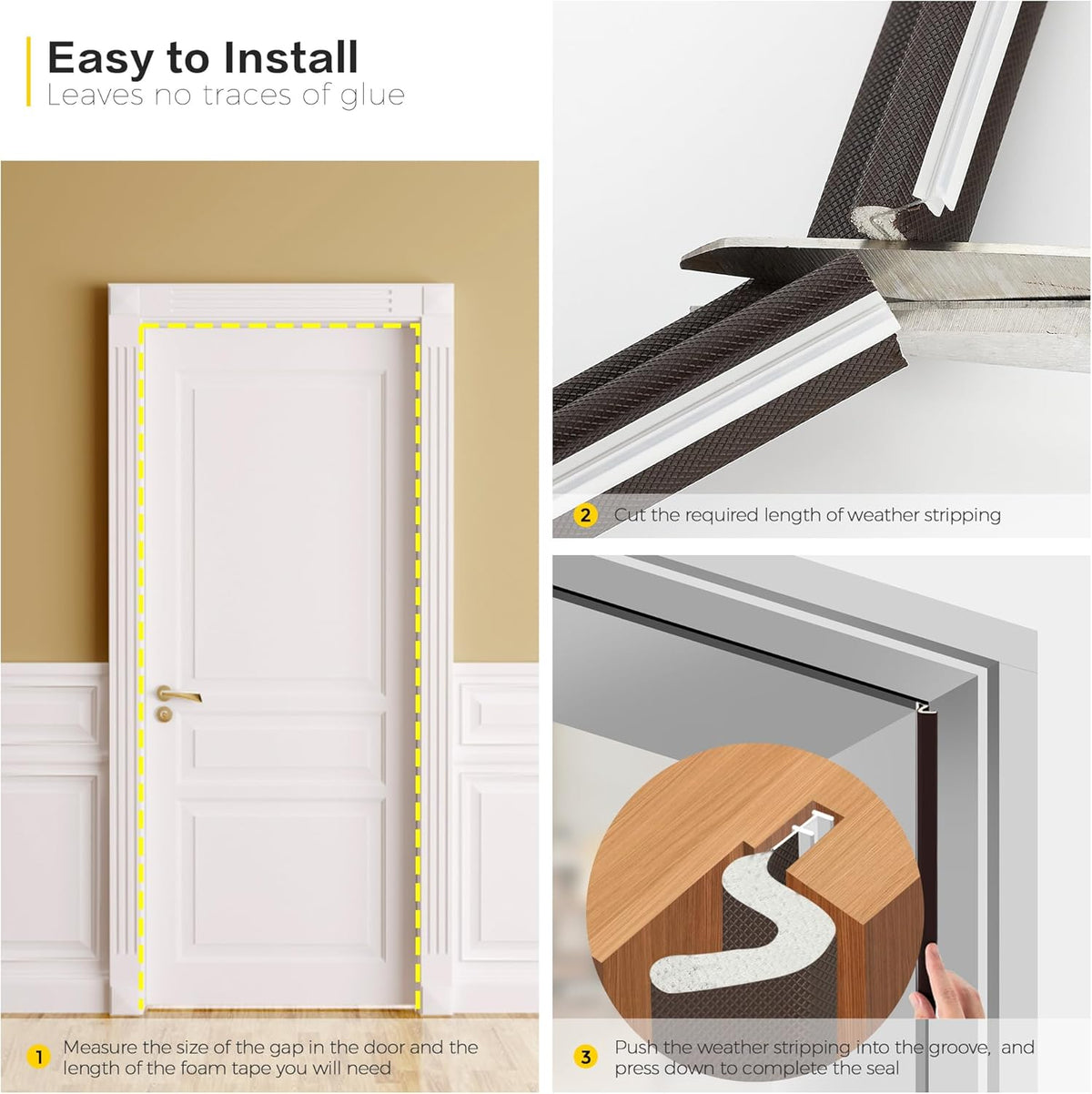 Ravinte Weather Stripping Door Seal Strip Soundproof "Q" Foam Weather Stripping for Door Frame