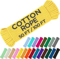 TECEUM Cotton Rope 3/16” (5 mm) – 50 FT – Strong All-Purpose Braided Rope – Natural Cotton – for