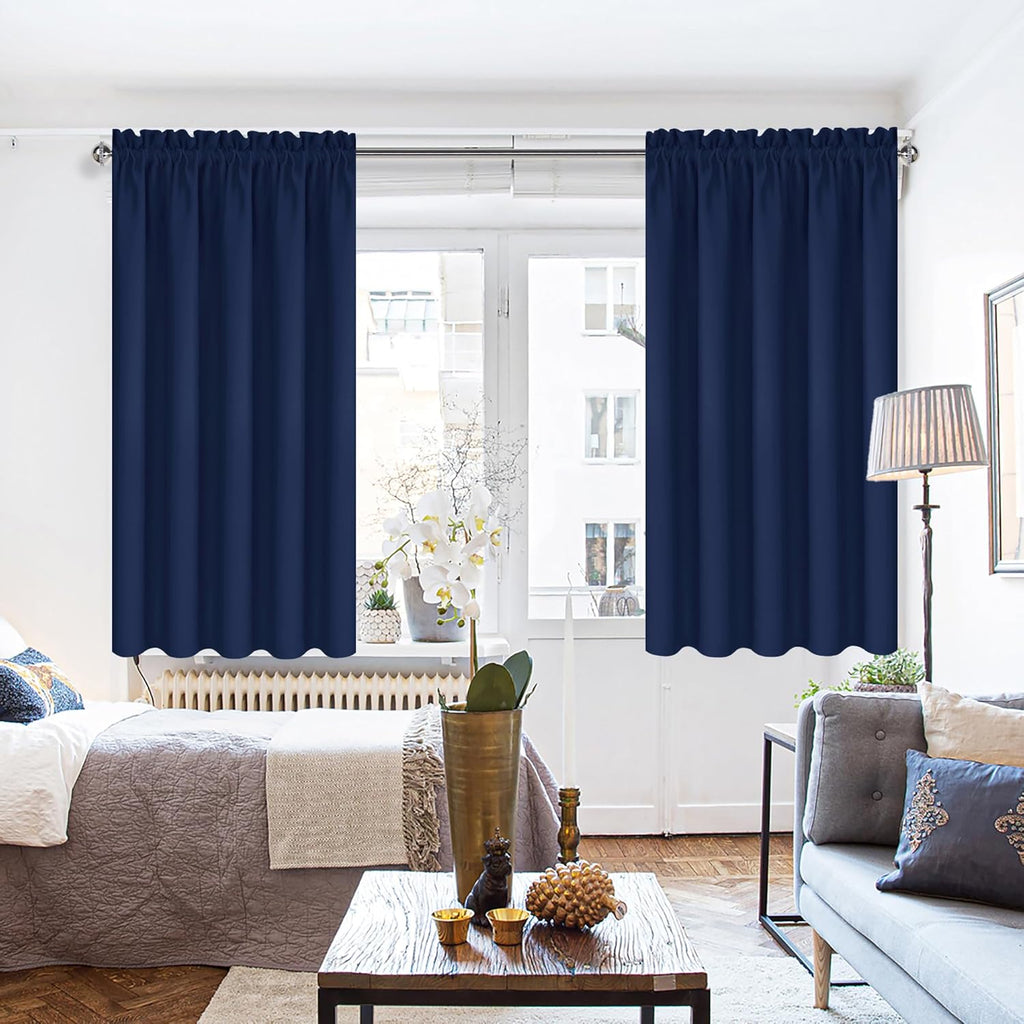 DWCN Bedroom Blackout Curtains 60 x 63 Inches Length 2 Panels Set, Solid Thermal Insulated Energy