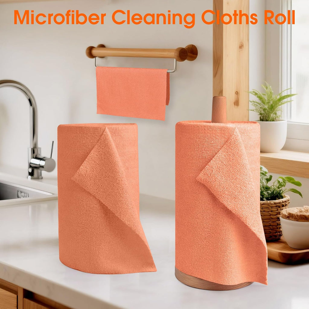 Roll of Microfiber Cleaning Cloth –100 Pack, Tear Away Microfiber Towels, Reusable, Washable
