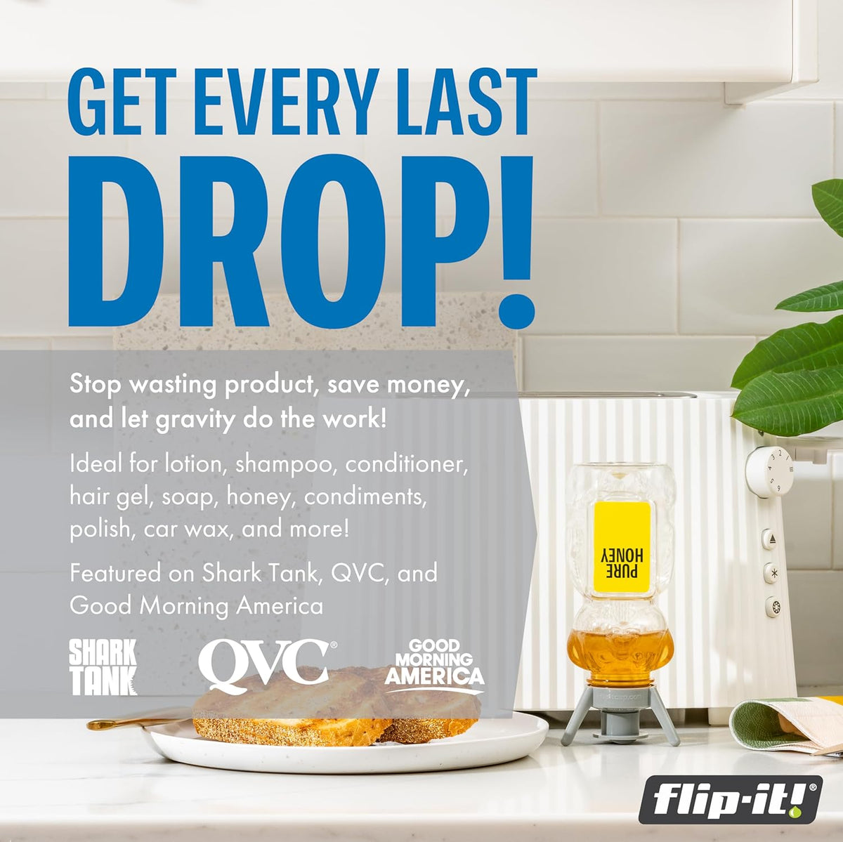 Flip-It! Bottle Emptying Kit – 6 Bottle Pack - No more wasted product - Fits most plastic bottles