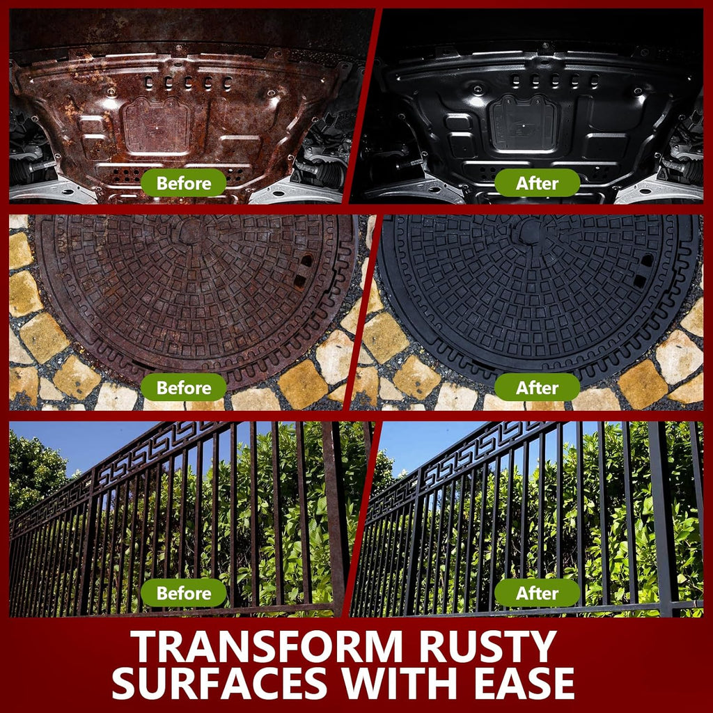 4-in-1 Rust Converter & Metal Primer, 34 Fl Oz Black Rust Inhibitor Paint for Metal, Automotive
