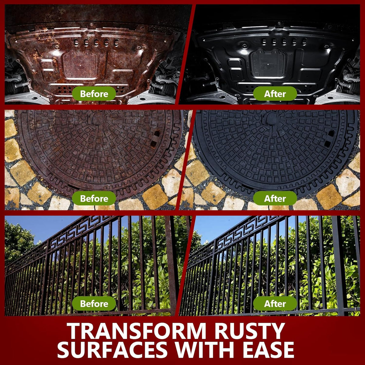 4-in-1 Rust Converter & Metal Primer, 34 Fl Oz Black Rust Inhibitor Paint for Metal, Automotive