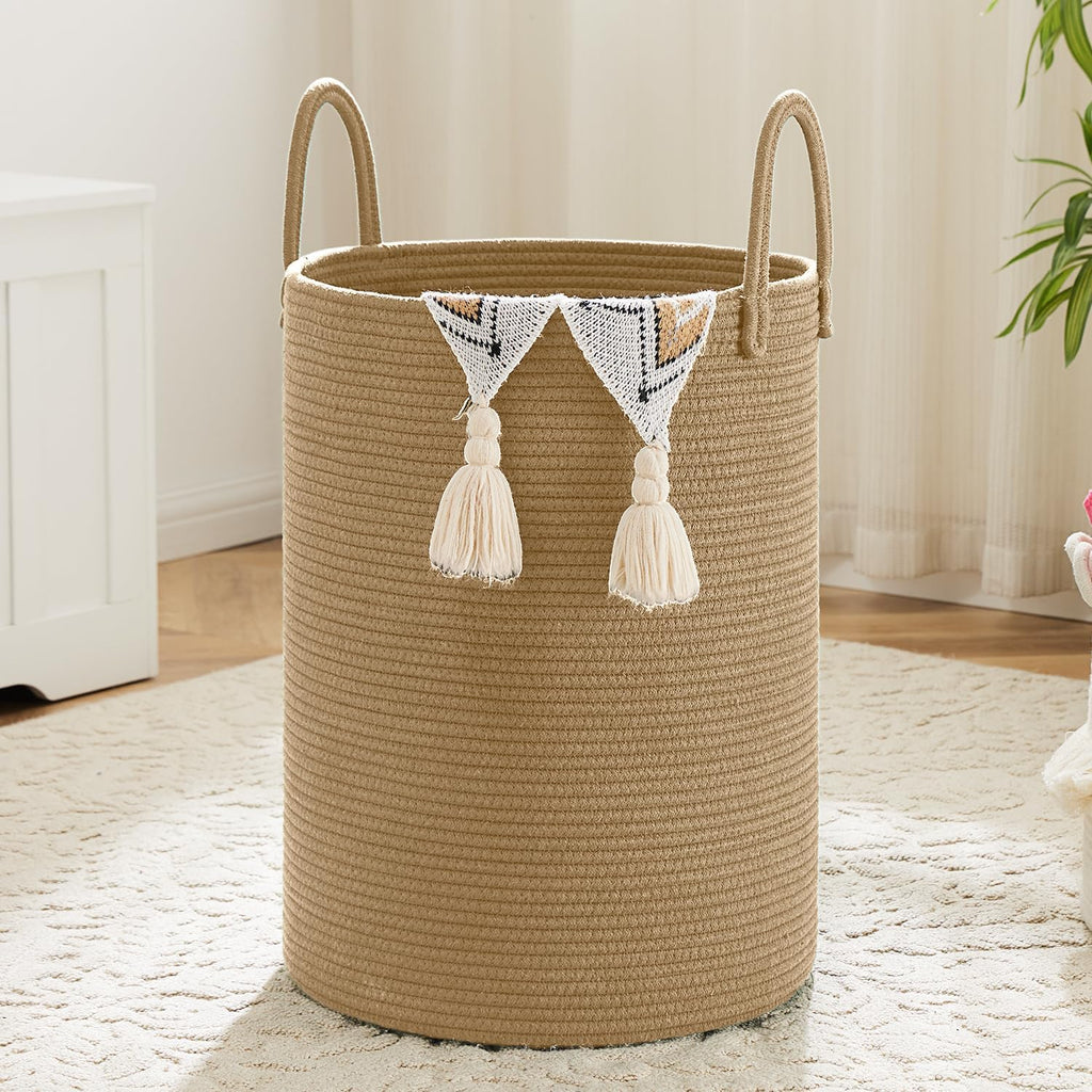 Laundry Basket,Woven Cotton Rope Laundry Hamper,40L for Decorative Storage of Dirty Clothes,Toys