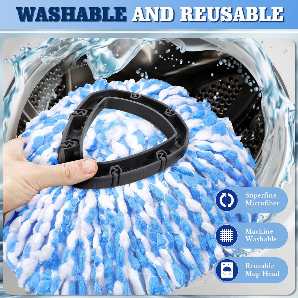 4 Pack Spin Mop Replacements Heads Compatible for Oceda RinseClean 2-Tank System,Microfiber Spin