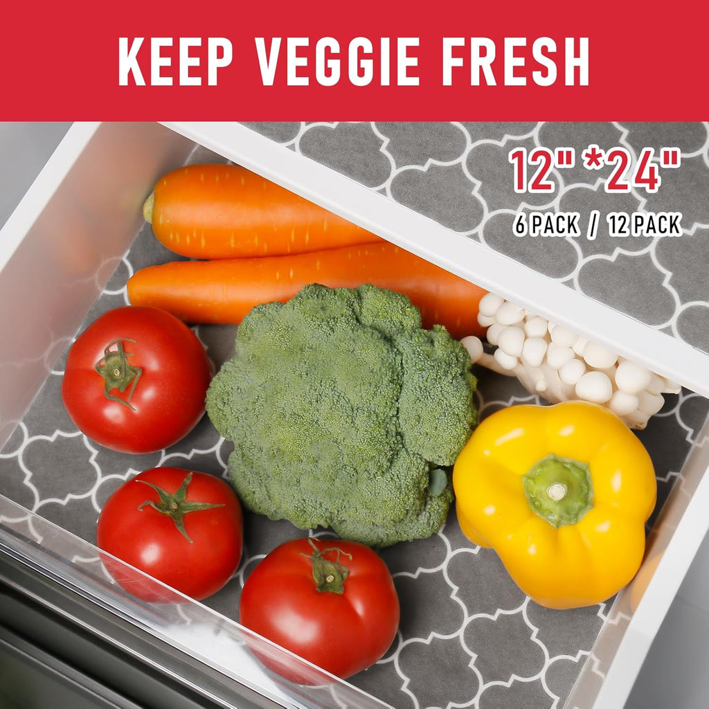 Cooyes 2 in 1 Refrigerator Liners & Fresh mats for Fridge Drawer and Glass Shelves, Absorbent