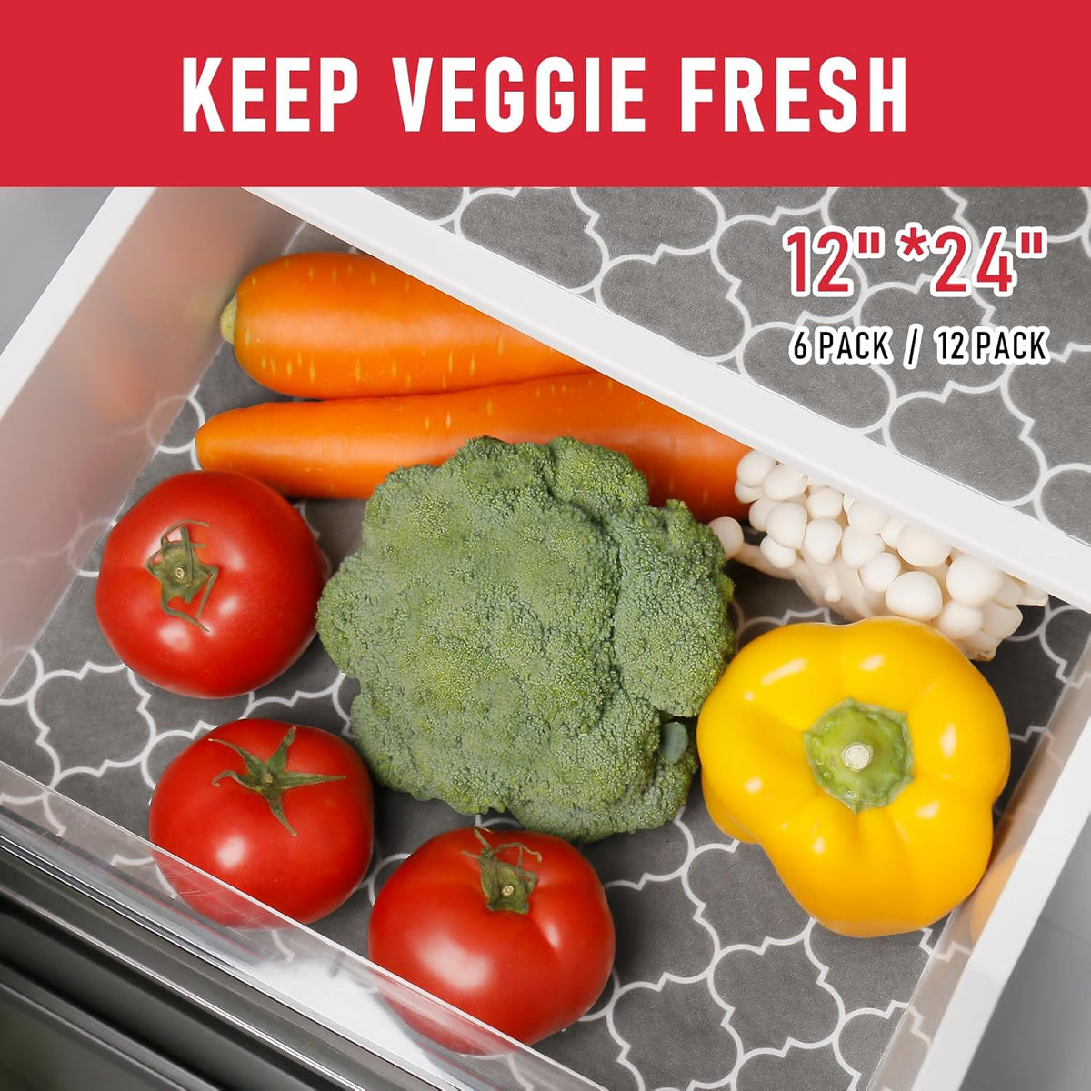 Cooyes 2 in 1 Refrigerator Liners & Fresh mats for Fridge Drawer and Glass Shelves, Absorbent