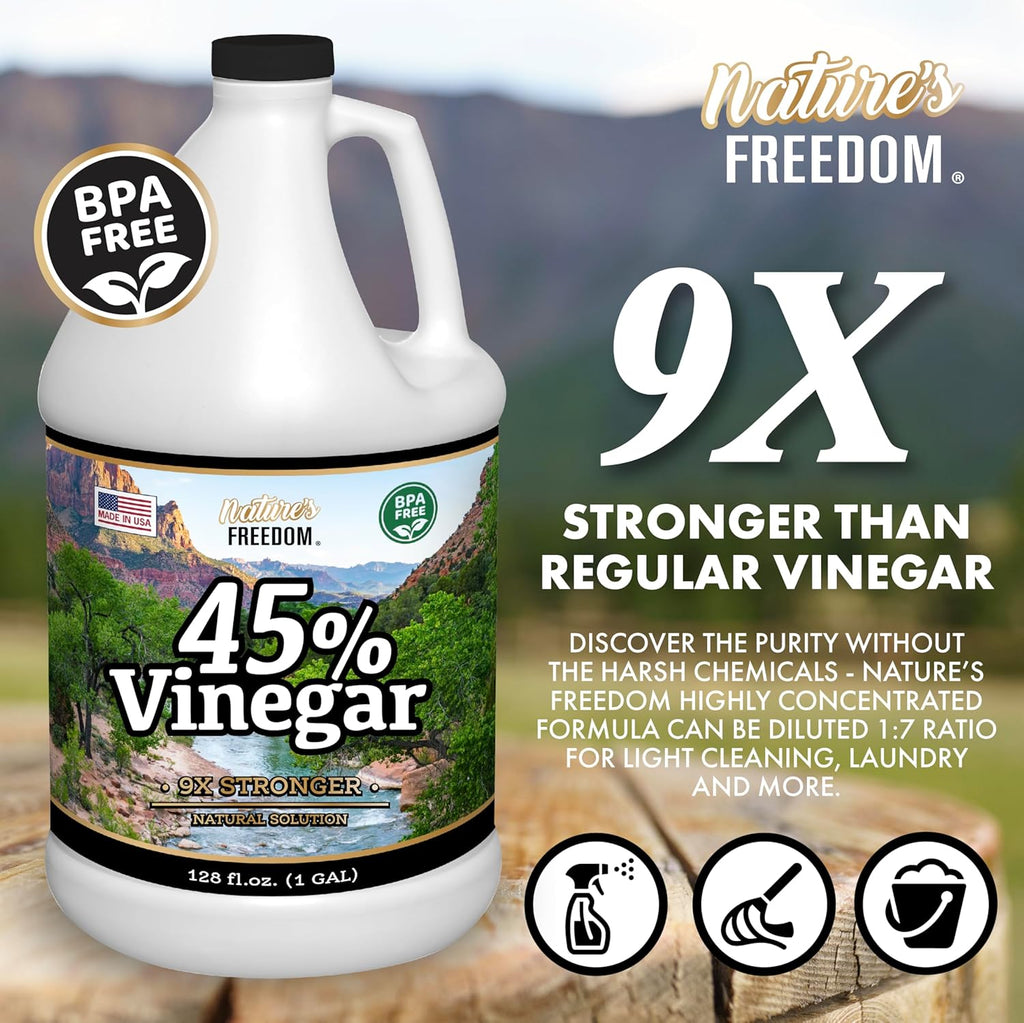 4 Gallons Extra Strength Vinegar 45% with Funnel – Industrial Strength Multi-Purpose Solution for