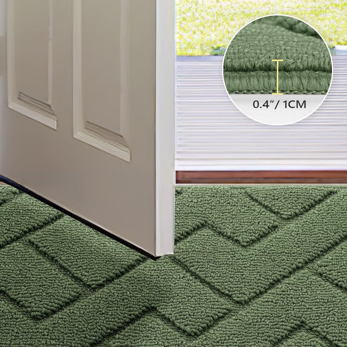 hicorfe Front Door Mat Outside Entrance,32"x40" Absorbent Muddy Dirt Resist Welcome Door Mats