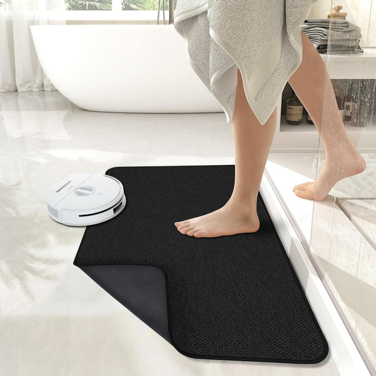 Bath Mat,Ultra Thin Bathroom Rugs,Rubber Bath Mats for Bathroom,No Slip Bath Rugs,Quick Dry,Machine